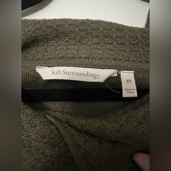 Soft Surroundings Olive Green Waffle Knit Collared Tunic Sweater XS - Picture 4 of 6